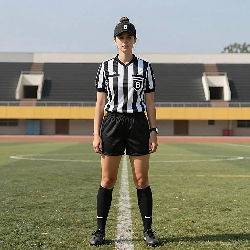 Dynamic Female Soccer Referee Portrait