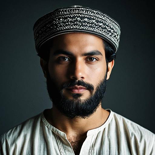 Man Wearing Traditional Kurta and Hat