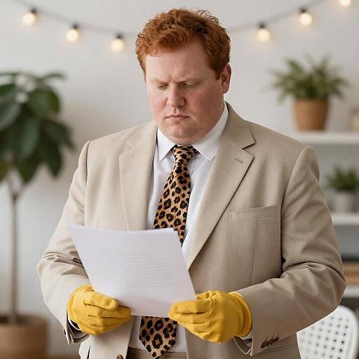 Unique Man in Stylish Outfit with Plants