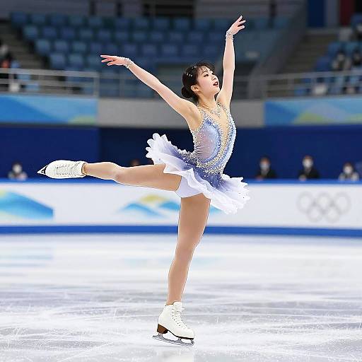 Elegant Figure Skater Triple Axle Leap