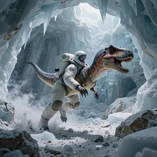 Solitary Exo-Biologist Discovers Ice-Trapped Velociraptor