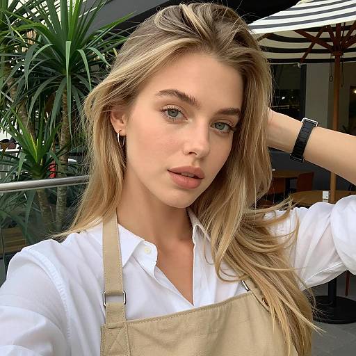 Blonde Woman in Casual Indoor Setting