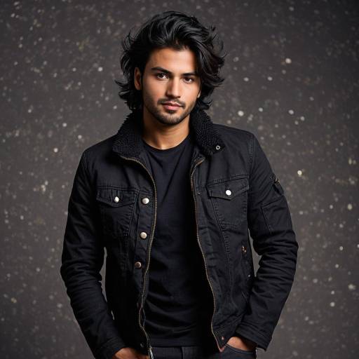 Young Man in Rugged Black Jacket Portrait
