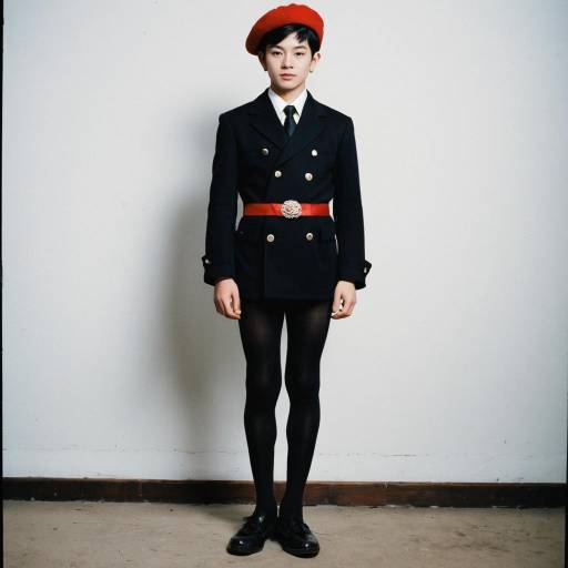 Portrait of Young Person in Black Suit and Red Beret