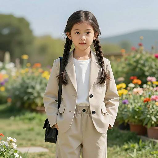Elegant Young Girl in Sunny Garden