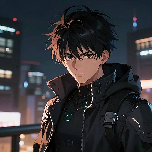Cyberpunk Boy with Intense Gaze