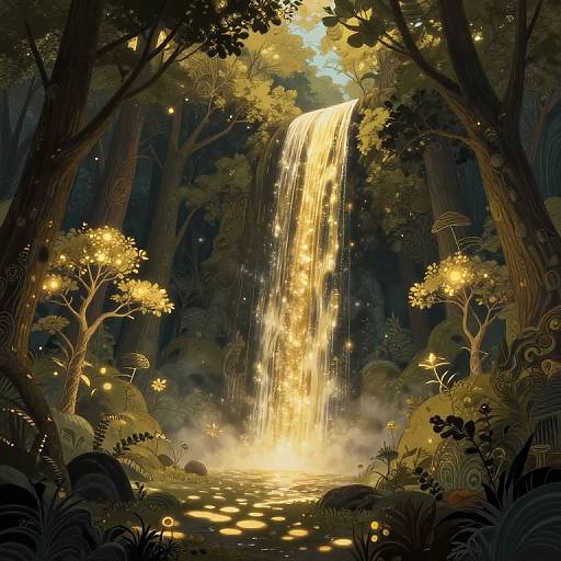 Ethereal Celestial Waterfall Landscape