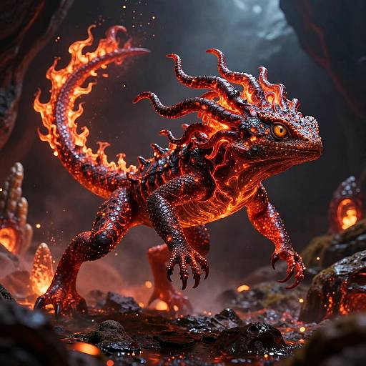 Ember-Lizard in Fiery Cavern Action