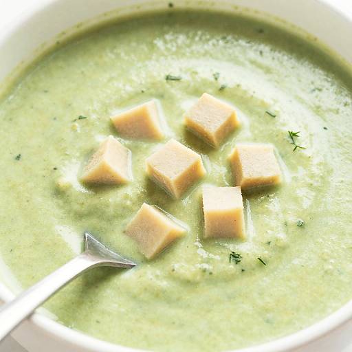 Creamy Green Soup Close-Up Shot