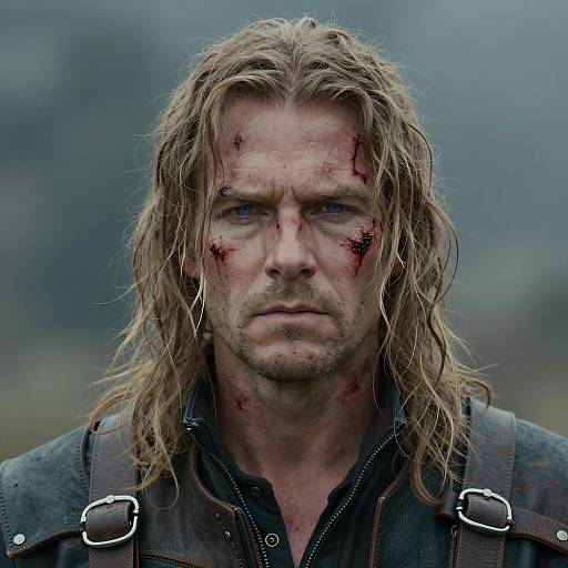 Intense Close-Up of a Rugged Man