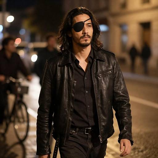 Noir Nightwalker with Eyepatch in Rain