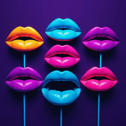 Vibrant Neon Lips in Pop Art Style