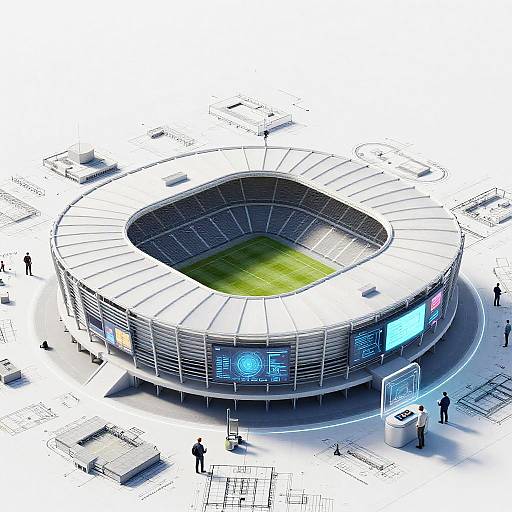 Futuristic Stadium Blueprint Visualization
