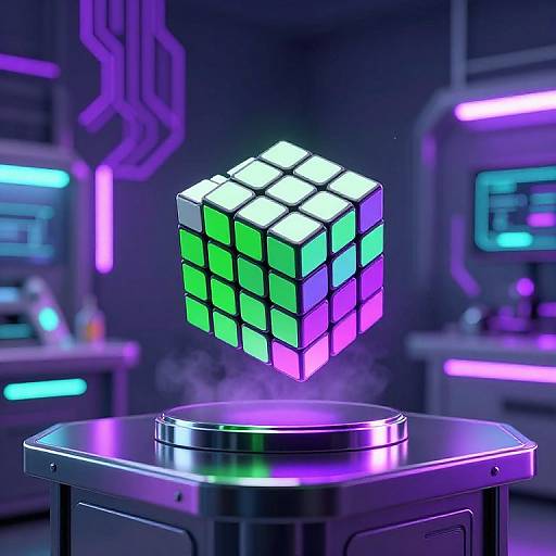 Neon Rubik's Cube in Cyber Lab