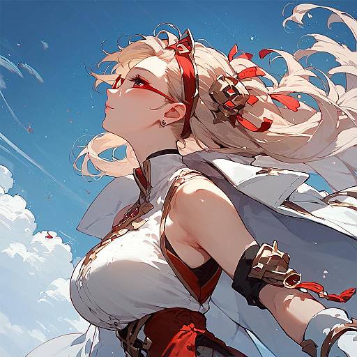 Anime Girl Profile Under Blue Sky