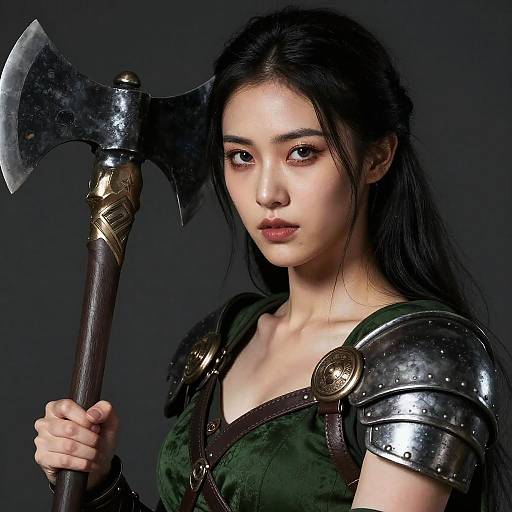 Photorealistic Dark-Haired War Glam Woman