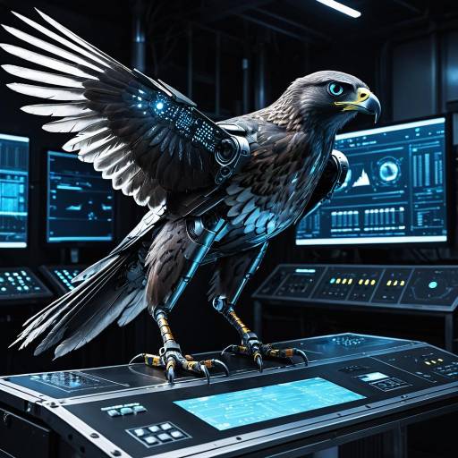 Robotic Hawk in Futuristic Laboratory