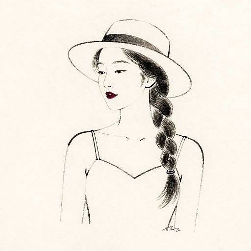 Minimalist Charcoal Portrait of Woman