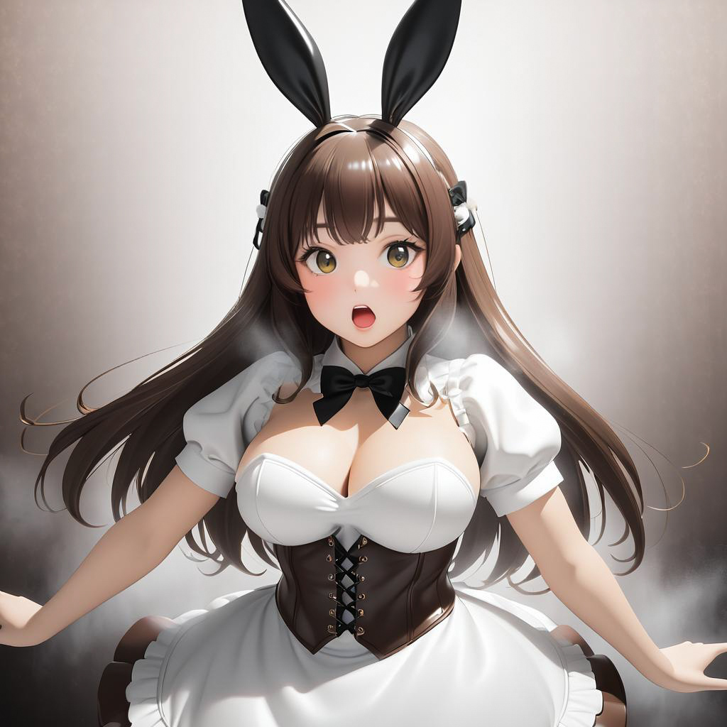 Surprised Waitress in Bunny Girl Outfit