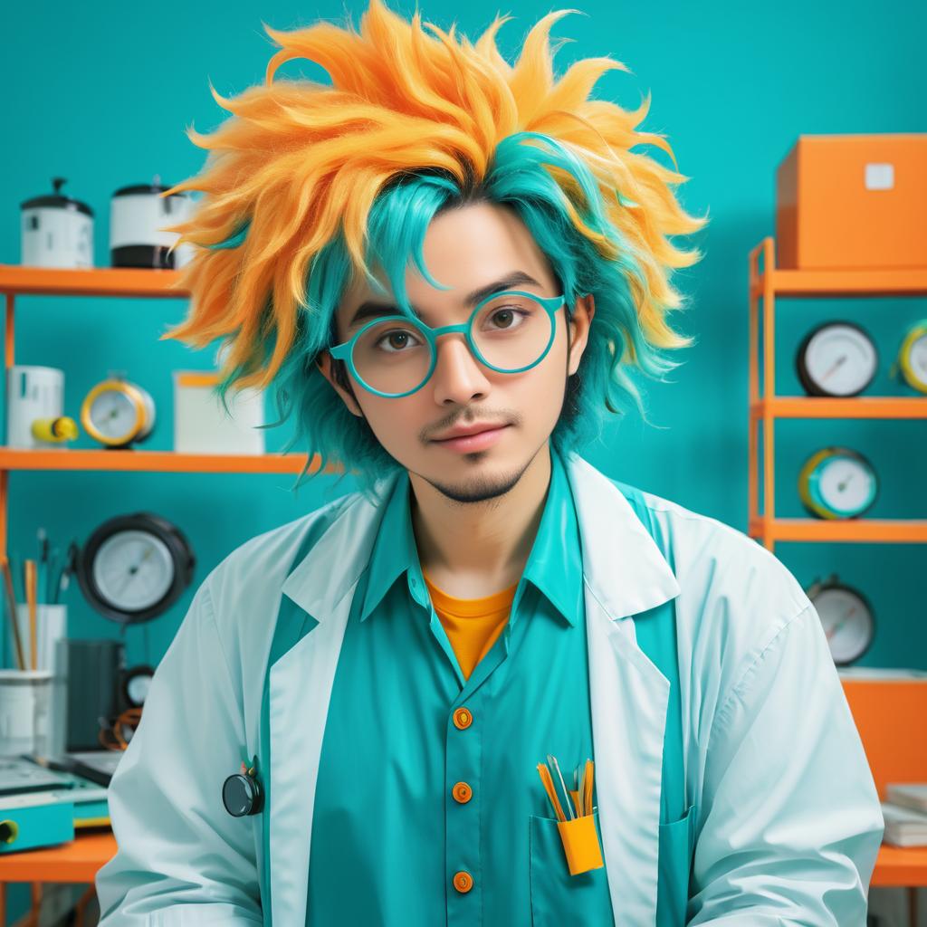 Vibrant Anime Scientist Portrait