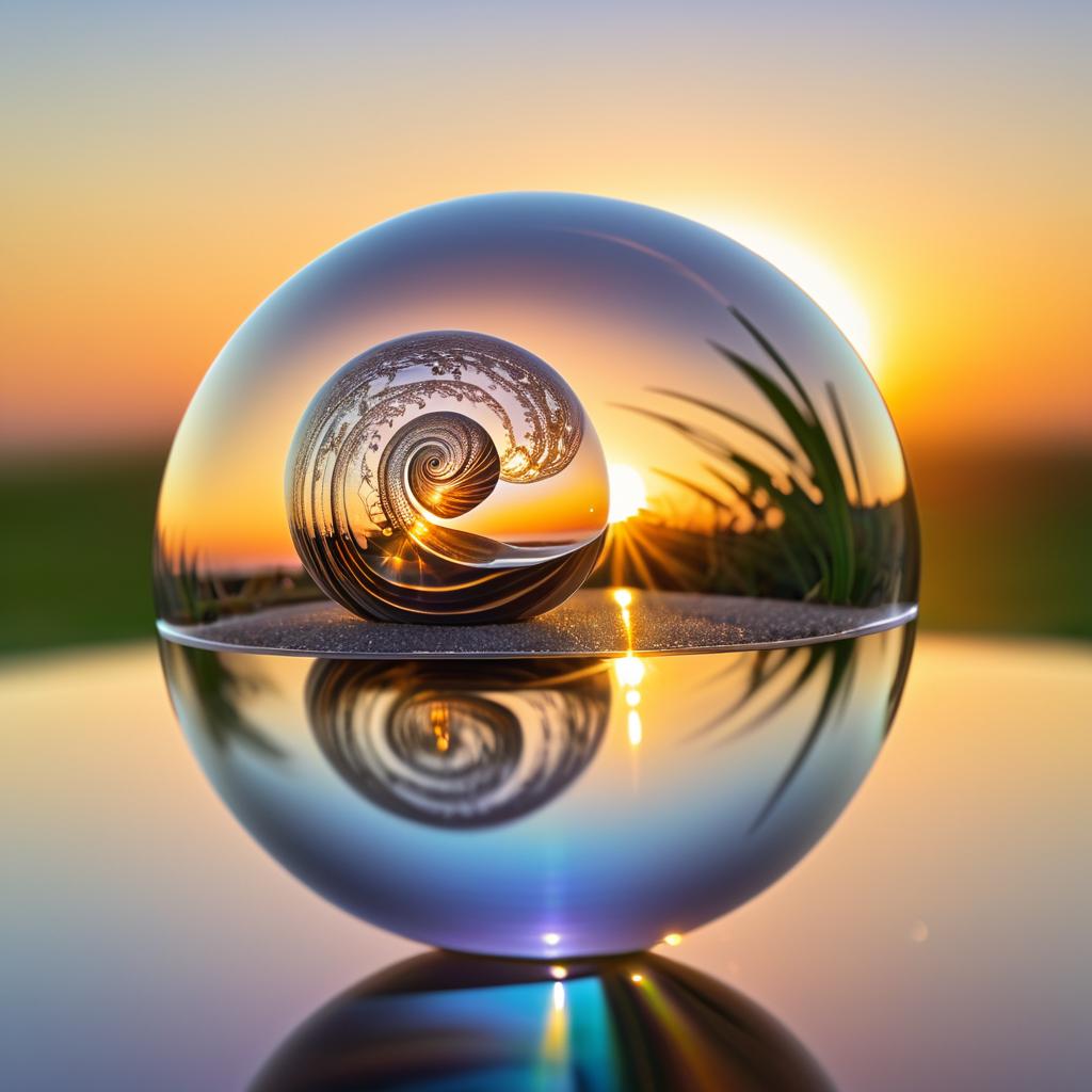 Close-Up of Snail Shell with Glass Sphere