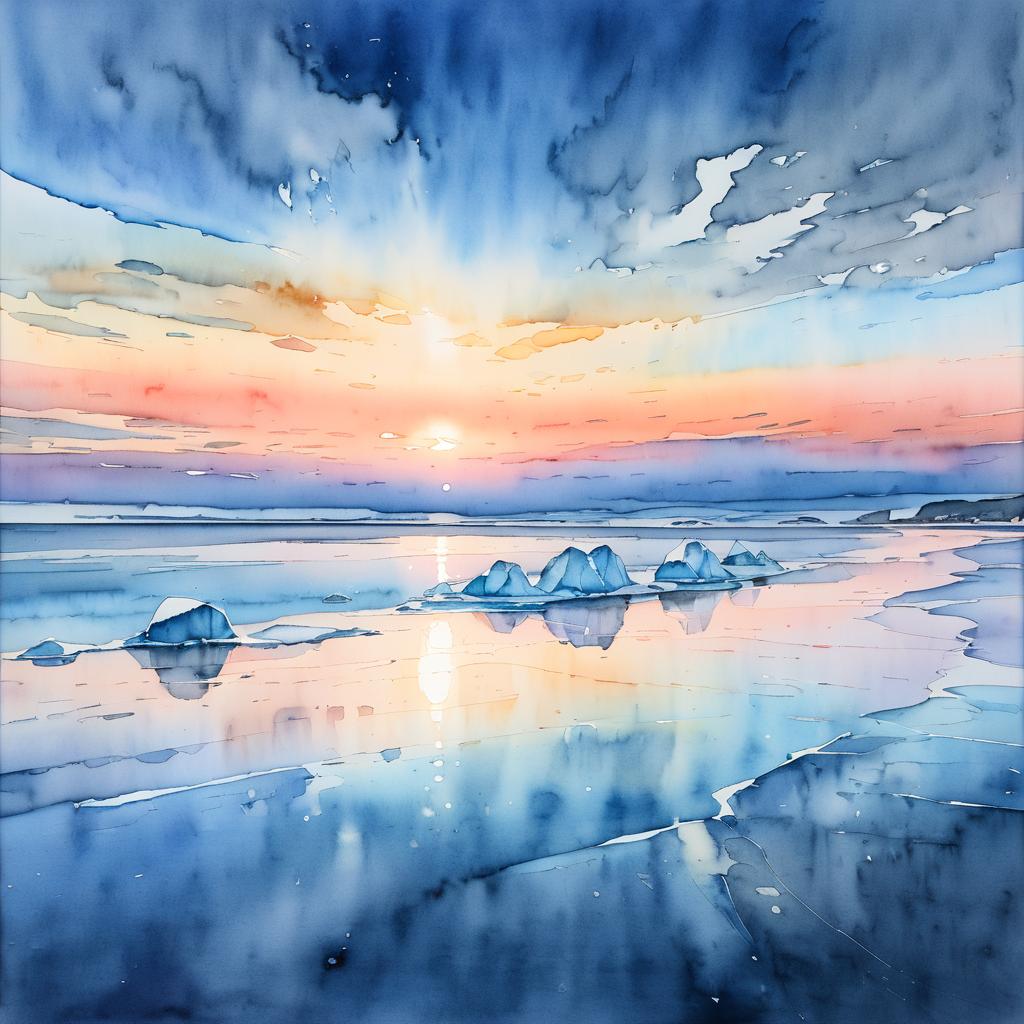 Serene Sunset Over Polar Ice Caps