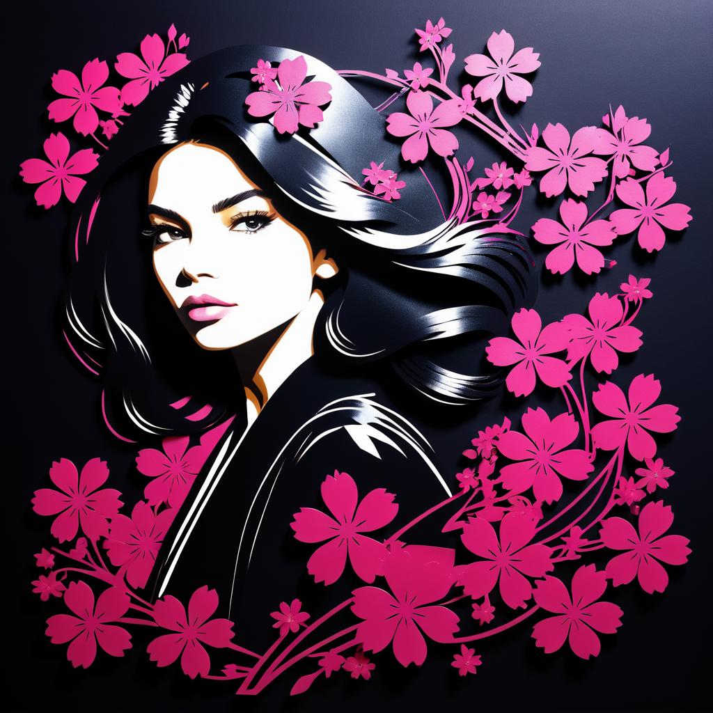 Blooming Sakura Stencil Art of Zendaya