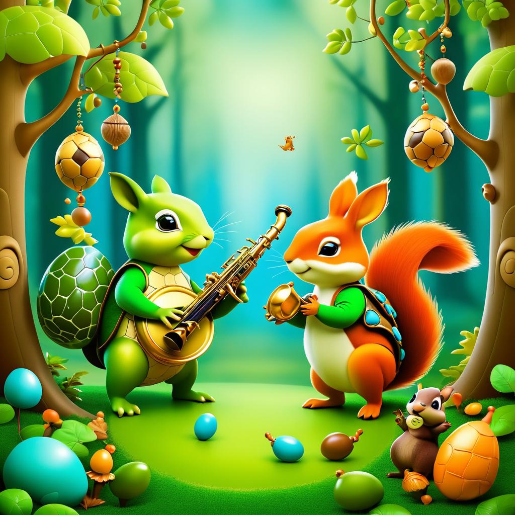 Whimsical Forest: Musical Turtle and Squirrel