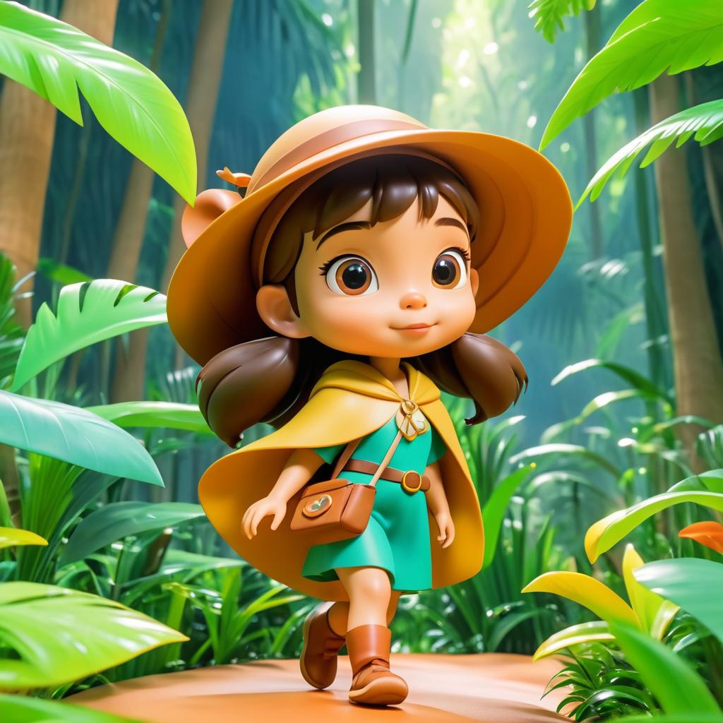 Brave Girl's Jungle Adventure in Disney Style