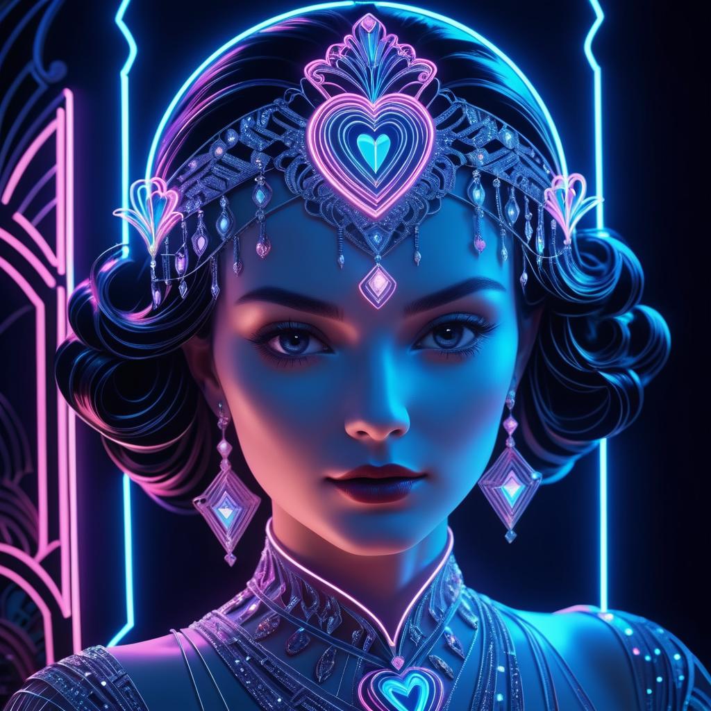 Art Deco Portrait with Neon Aesthetics