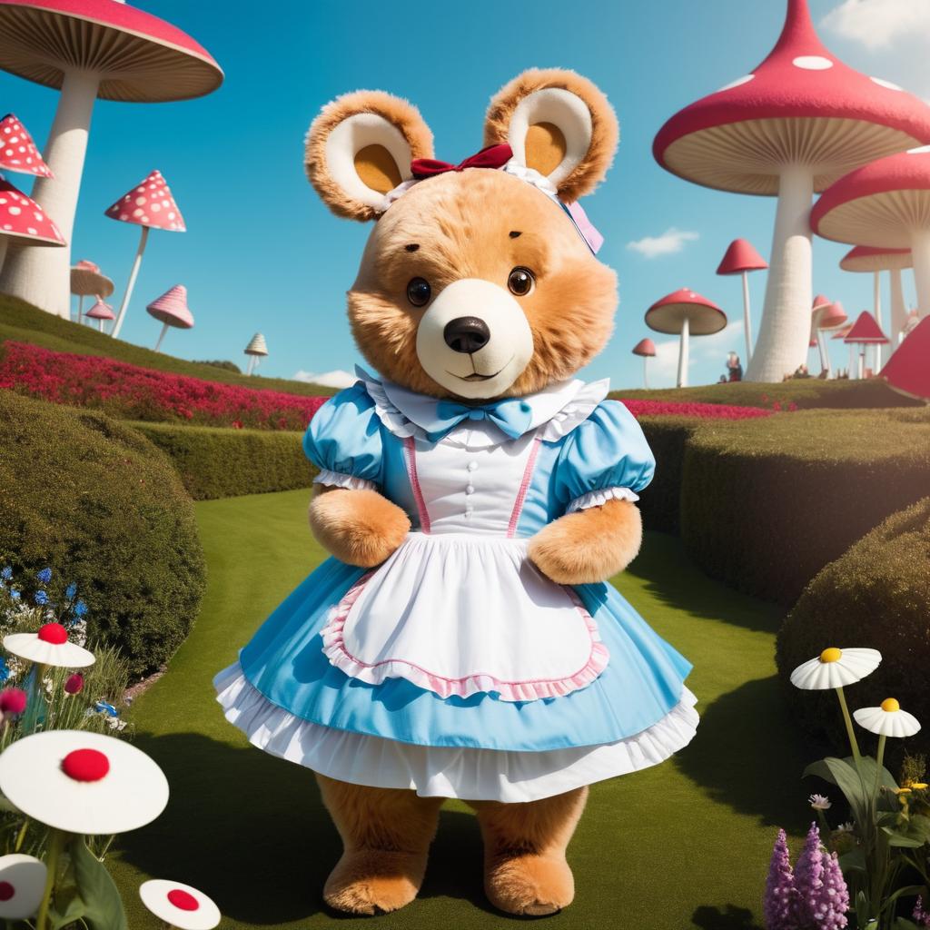 Whimsical Bear as Alice in Wonderland