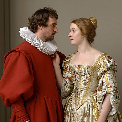Renaissance-Inspired Elegant Couple Portrait