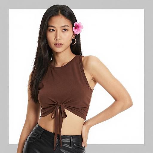 Confident Asian Woman in Stylish Outfit