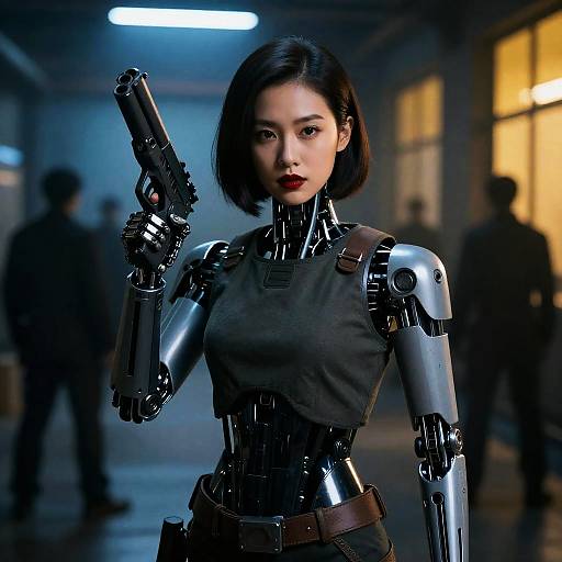 Futuristic Woman with Robotic Half Face