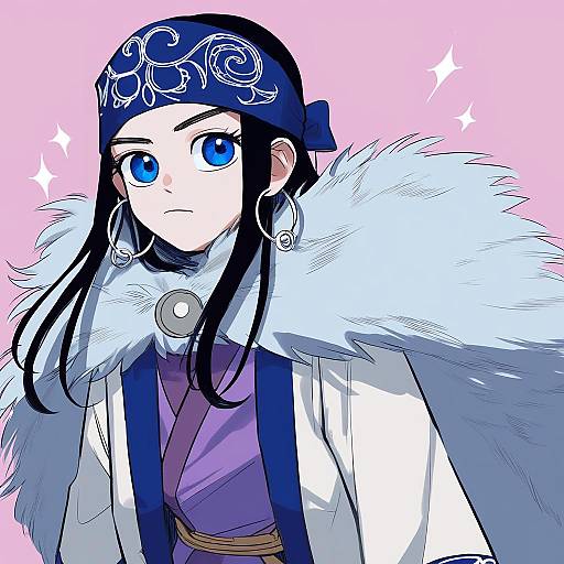 Illustration of Asirpa, golden kamuy in the style of Mendou kusai
