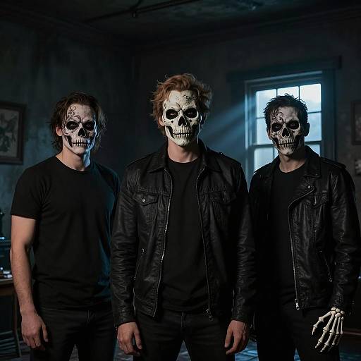 Eerie Figures in a Dimly Lit Room