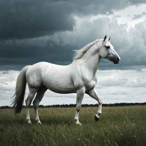 Majestic Lipizzaner on Expansive Grassland Majestic Lipizzaner on Expansive Grassland