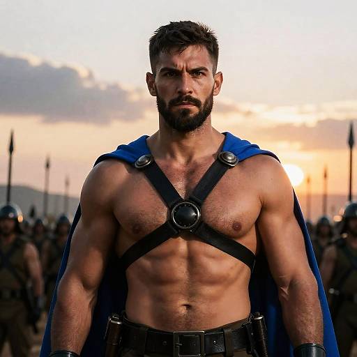 Cinematic Warrior in Sunset Horizon