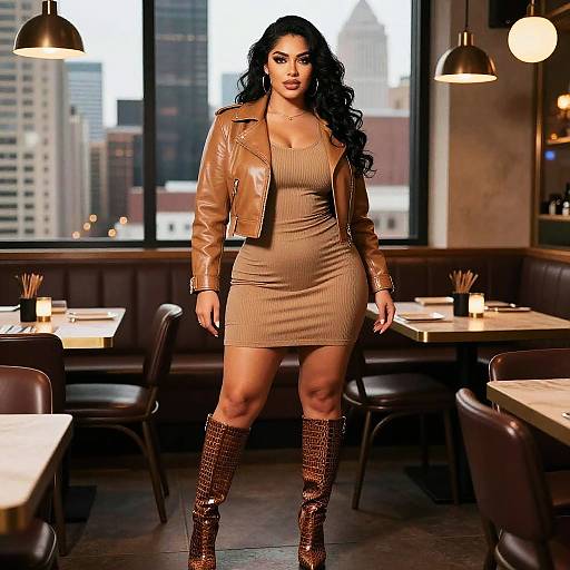 Curvy Woman in Chic Digital Manga Style