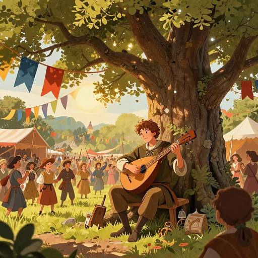 Medieval Teen Bard at Festival
