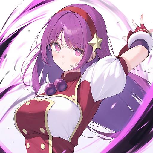 Illustration of Asamiya athena, the king of fighters in the style of Chm (macharge)