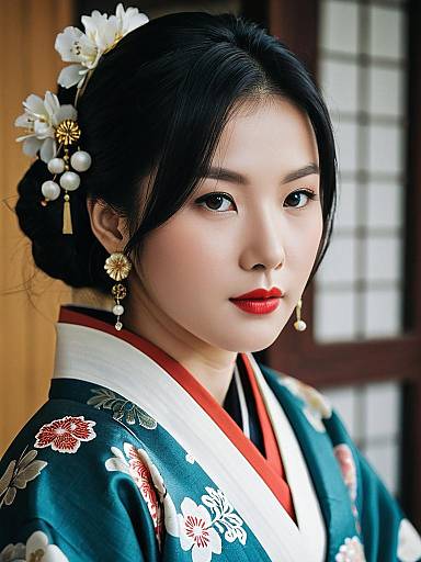 Asian Woman in Traditional Kimono