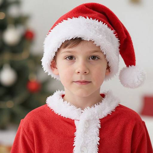 Realistic Child in Santa Claus Outfit