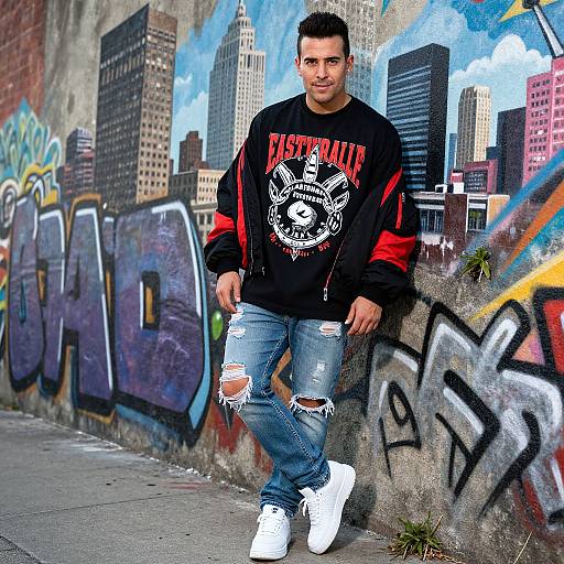 Photograph of a young man with short black hair, wearing a black 