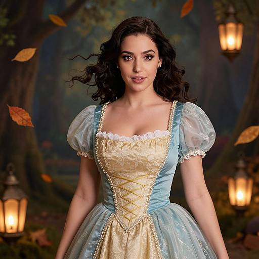 Elegant Fairy Tale Woman in Magical Forest