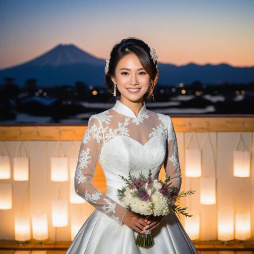 Elegant Japanese Bride in Evening Ambiance
