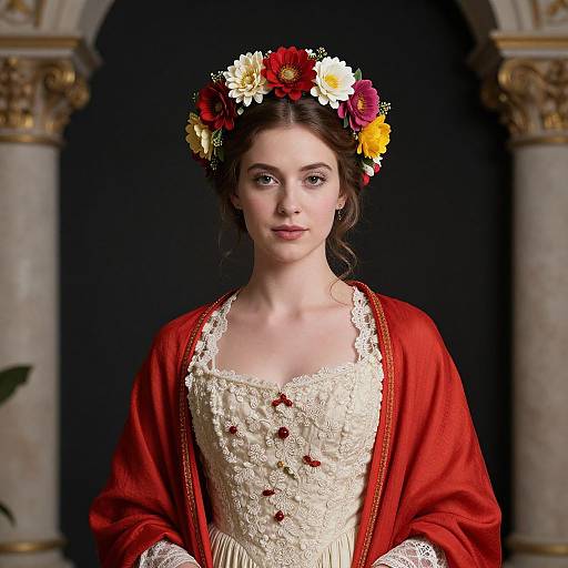 Classical Floral Portrait of Woman