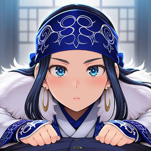 Illustration of Asirpa, golden kamuy in the style of Toritora