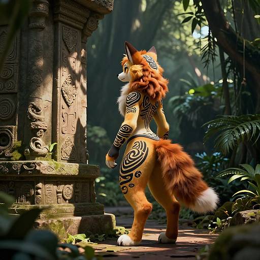 Female Fursona Exploring Ancient Temple