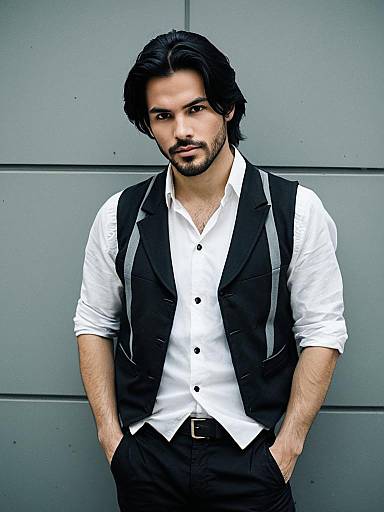 Realistic Male Cosplay in Black Vest
